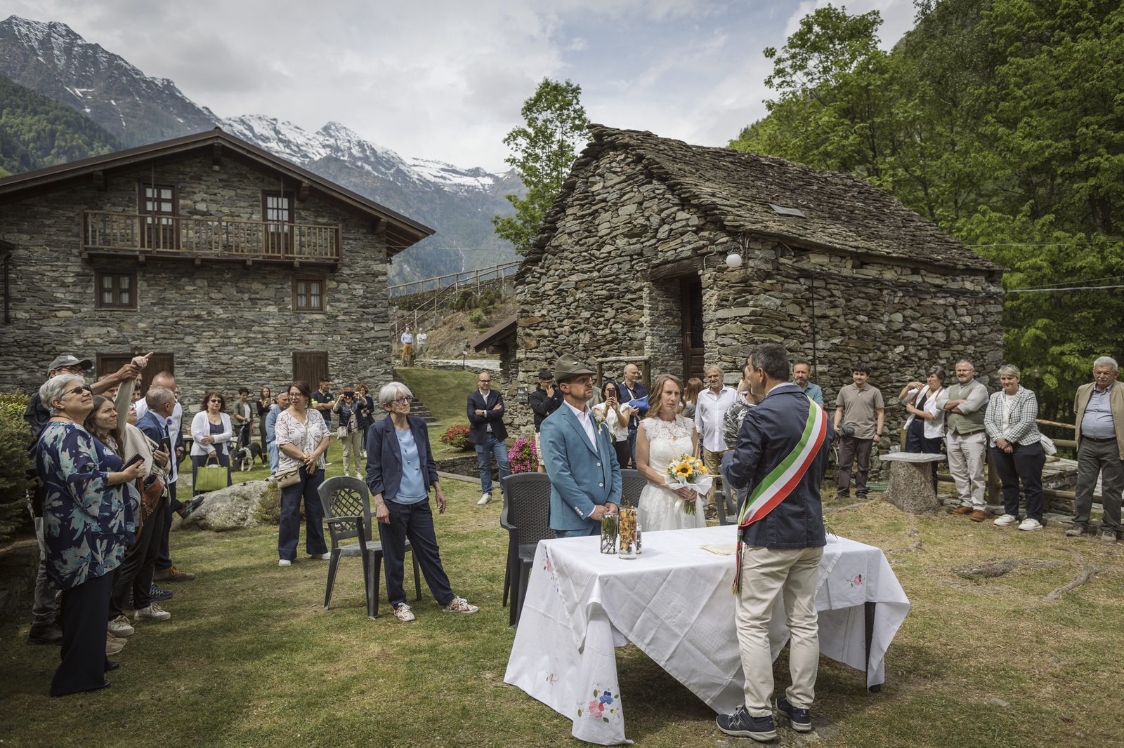 Guests gathered for the outdoor civil ceremony